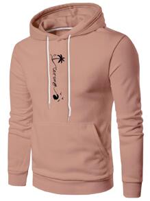 Manfinity Homme Men Letter Graphic Kangaroo Pocket Drawstring Hooded Sweatshirt - Pink - View 1
