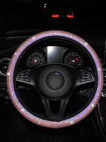1pc Glitter Car Steering Wheel Cover, Car Accessories Women - Pink - View 2