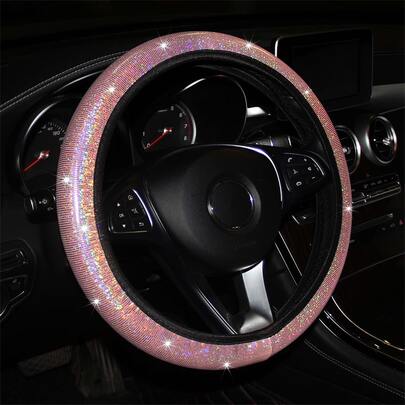 1pc Glitter Car Steering Wheel Cover, Car Accessories Women