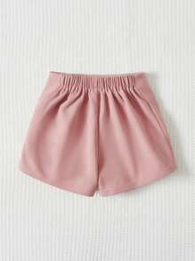 SHEIN Young Girl Fashionable & Elegant Knit Skort Skorts With Side Slit Design - Dusty Pink - View 2