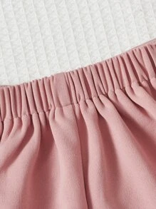 SHEIN Young Girl Fashionable & Elegant Knit Skort Skorts With Side Slit Design - Dusty Pink - View 3