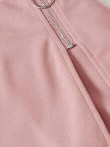 SHEIN Young Girl Fashionable & Elegant Knit Skort Skorts With Side Slit Design - Dusty Pink - View 4