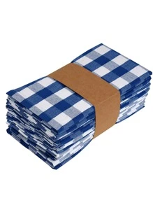 6入組/套格子圖案餐巾家用滌綸布餐巾 - 彩色 - 查看 1