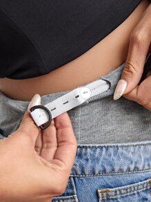 SHEIN 孕婦可調節腰圍破洞抽鬚闊腿牛仔褲 - 淺色水洗藍 - 查看 6