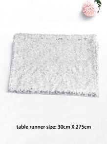 1 pieza Corredor de mesa de cocina con lentejuelas mesa de tela plata para Vajilla mesa casa - Plateado - Ver 3