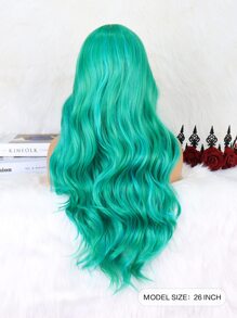 4*1 Lace Front Long Curly Synthetic Wig - Green - View 4