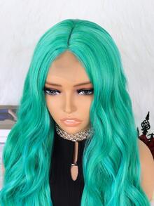 4*1 Lace Front Long Curly Synthetic Wig - Green - View 3