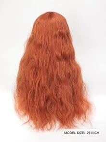 Long Curly Synthetic Wig With Bangs - Orange - View 2