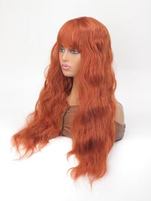Long Curly Synthetic Wig With Bangs - Orange - View 5