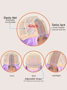 合成耐热 U 型蕾丝假发 4*2 直发 10 英寸多色日常女士圣诞节自然外观优质合成柔软初学者友好假发 - 彩色 - 查看 6