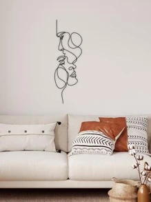 1pc Abstract Face Graphic Wall Decal, Suitable For Living Room, Bedroom, Home Decor Sticker - Black - View 1