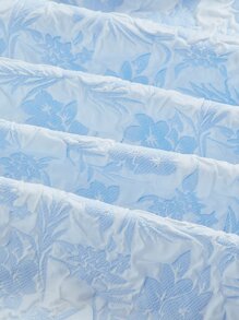 SHEIN MOD Floral Print Puff Sleeve Dress With Belt - Baby Blue - View 4