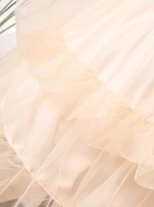 Toddler Girls Two Layer Mesh Hem Cami Dress - Multicolor - View 5