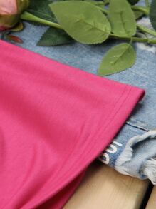 INAWLY Cartoon Graphic Tee - Hot Pink - View 3