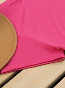 INAWLY Cartoon Graphic Tee - Hot Pink - View 4