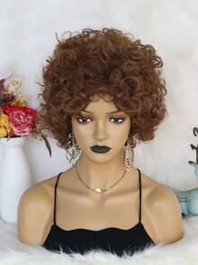 1 PC Xoăn Ngắn Cosplay Tổng Hợp Tóc Giả & 1 PC Mũ Tóc Giả - màu nâu - Xem 5