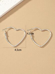 Heart Design Hoop Earrings Valentines - Silver - View 4
