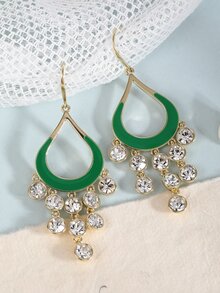 Rhinestone Decor Drop Earrings - Multicolor - View 1