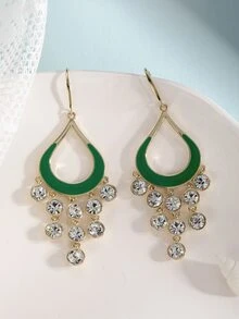Rhinestone Decor Drop Earrings - Multicolor - View 2