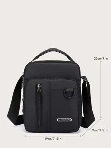 迷你男士字母贴花装饰方形包，手提包书包斜挎包运动包高中大学生旅行包学院学校斜挎包单肩包侧包方形包节日旅行必备品夏季礼物送给男朋友男士礼物大学包父亲节礼物爸爸新生书籍返校多功能宿舍男士斜挎包男士包斜挎包侧包学生学校用品秋季信使包男士包圆筒包老款万圣节圣诞节 - 黑色 - 查看 4