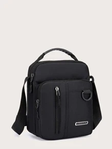 迷你男士字母贴花装饰方形包，手提包书包斜挎包运动包高中大学生旅行包学院学校斜挎包单肩包侧包方形包节日旅行必备品夏季礼物送给男朋友男士礼物大学包父亲节礼物爸爸新生书籍返校多功能宿舍男士斜挎包男士包斜挎包侧包学生学校用品秋季信使包男士包圆筒包老款万圣节圣诞节 - 黑色 - 查看 6