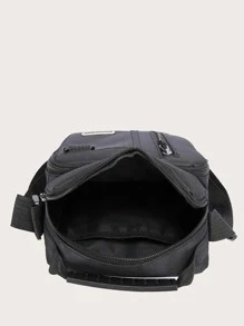 迷你男士字母贴花装饰方形包，手提包书包斜挎包运动包高中大学生旅行包学院学校斜挎包单肩包侧包方形包节日旅行必备品夏季礼物送给男朋友男士礼物大学包父亲节礼物爸爸新生书籍返校多功能宿舍男士斜挎包男士包斜挎包侧包学生学校用品秋季信使包男士包圆筒包老款万圣节圣诞节 - 黑色 - 查看 7