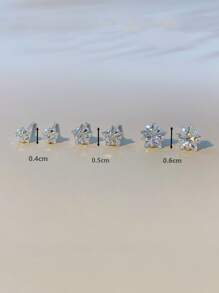 CHOSHILAR 6入組方晶鋯石裝飾耳釘 - 彩色 - 查看 4