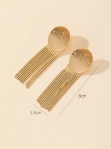Metal Tassel Drop Earrings - Yellow Gold - View 3