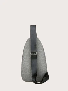 Mini Men Letter Patch Decor Sling Bag - Grey - View 4
