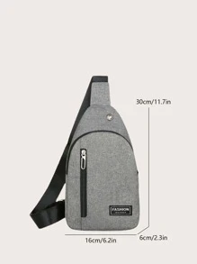 Mini Men Letter Patch Decor Sling Bag - Grey - View 6