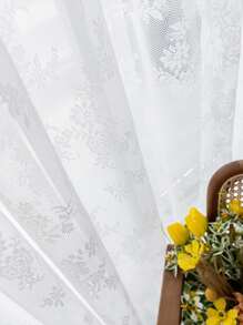 Màn thêu hoa Sheer Panel, Bắc Âu Polyester Polyester Sò Trim Lọc ánh sáng Màn che riêng tư cho gia đình - trắng - Xem 6