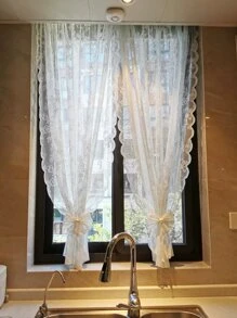 Màn thêu hoa Sheer Panel, Bắc Âu Polyester Polyester Sò Trim Lọc ánh sáng Màn che riêng tư cho gia đình - trắng - Xem 7