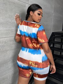 Slaydiva Shorts biker con camiseta de tie dye - Multicolor - Ver 2