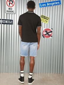 Manfinity Men Ripped Raw Hem Denim Shorts - Light Wash - View 2