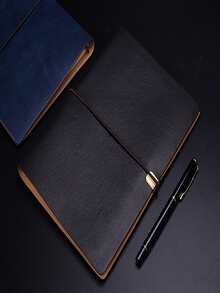 B5 Office Stationery Wrapping Strap Hand Account Book Soft Leather Surface Loose-Leaf Notebook Meeting Record Book 100 Sheets - Grey - View 5