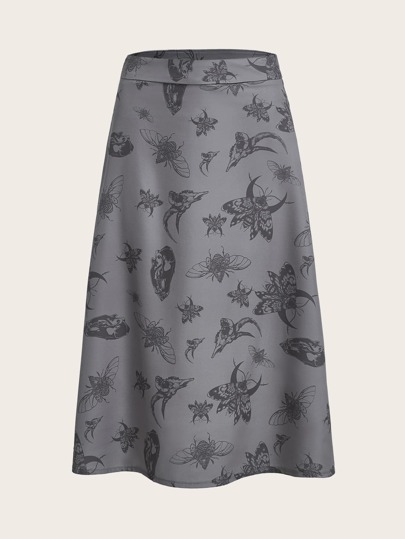 Insect Print A-line Skirt