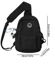 APASTTCA Mini bandolera decorativa con parche de letras para hombre con bolso con dije en el pecho - Negro - Ver 3