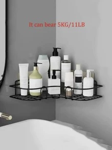 1入組不銹鋼浴室儲物架浴用極簡主義黑色三角形儲物架 - 黑色 - 查看 5