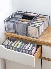 1pc Clear Foldable Drawer Storage Box, Simple Underwear Storage Box For Bedroom  Decorations   Autumn Decor Festival Decor Room Decor Home Decor Fall Decor Bedroom Decor - Grey - View 5