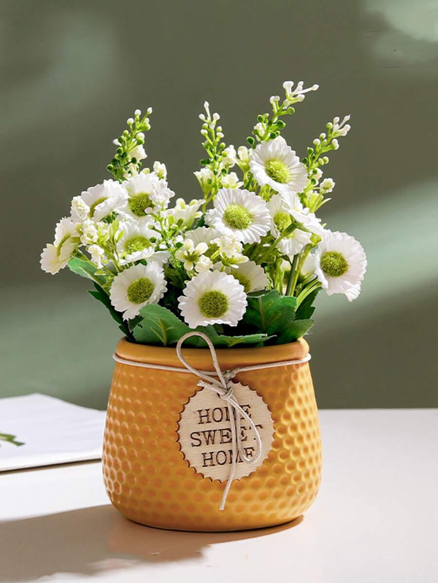 1 Chậu Hoa Bằng Nhựa, Bắc Âu Thẻ Trang Trí Vật Có Hộp Đựng Cho Gia Đình - Màu vàng - Xem 1