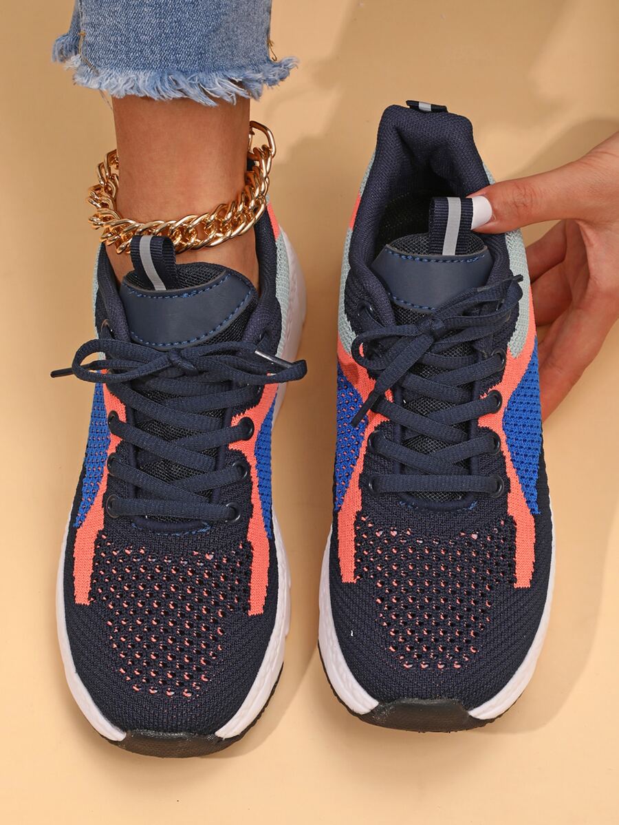 Women's Outdoor Casual Shoes, Color Block Sports Sneakers - Multicolor - View 1