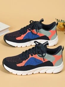 Women's Outdoor Casual Shoes, Color Block Sports Sneakers - Multicolor - View 2