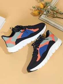 Women's Outdoor Casual Shoes, Color Block Sports Sneakers - Multicolor - View 4