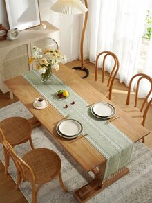 1入組幾何設計桌旗織物流蘇裝飾廚房桌旗餐桌 - 彩色 - 查看 5