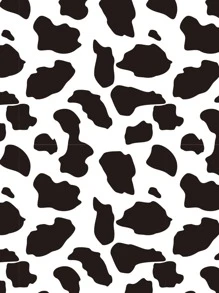 3入組奶牛圖案汽車方向盤套和手剎和換檔蓋套裝 - 黑與白 - 查看 3