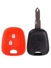 1 pieza Funda de llave de coche unicolor de silicona compatible con Citroen - Rojo - Ver 2