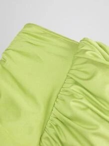 SHEIN VCAY Ruched Puff Sleeve Crop Top