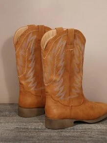 Square Toe Calf High Slip On Cowboy Boots Cowgirl Boots Women