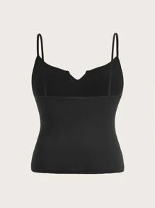 ROMWE Fairycore 大碼水鑽心和翅膀圖案吊帶上衣 - 黑色 - 查看 9