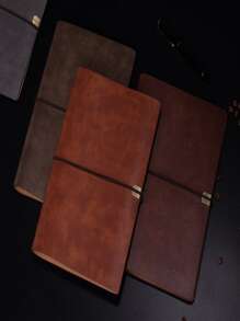 B5 Office Stationery Wrapping Strap Hand Account Book Soft Leather Surface Loose-Leaf Notebook Meeting Record Book 100 Sheets - Grey - View 3